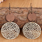 Beige Hollow Out Wooden Round Drop Earrings