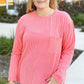 Peach Blossom Plus Size Ribbed Textured Long Sleeve T Shirt