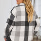 Gray Plus Size Checkered Button-Up Shacket