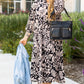 Black Plus Size Floral Printed Puff Sleeve Collared Maxi Dress