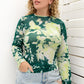 Plus Size Printed Round Neck Long Sleeve Blouse