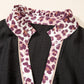 Black Leopard V Neck Patchwork Smocked Waist Plus Size Ruffled Dress