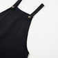 Black Solid Buttoned Straps Plus Size Overall Dress