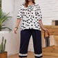 Plus Size Polka Dot Round Neck Half Sleeve Blouse