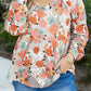 Khaki Plus Size Flower Print Square Neck Peplum Blouse