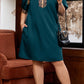 Sea Green Leopard Patchwork Detail Quarter Zip Collared Plus Size Mini Dress