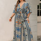 Plus Size Printed Half Sleeve Wide Leg Jumpsuit