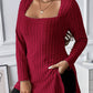 Plus Size Square Neck Long Sleeve Top