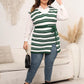 Plus Size Striped Colared Neck Tied Front Sweater Vest