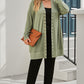 Green Plus Size Snap Buttons Front Knit Cardigan