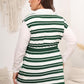 Plus Size Striped Colared Neck Tied Front Sweater Vest