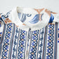 Sky Blue Plus Size Boho Print Split Neck Long Sleeve Mini Dress