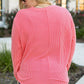 Peach Blossom Plus Size Ribbed Textured Long Sleeve T Shirt