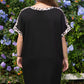 Black Plus Size Leopard Print Patchwork Shift T Shirt Dress with Pockets