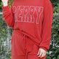 Racing Red MERRY Ribbed Knit Long Sleeve Lace-up Waist Plus Size Set
