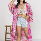 Plus Size Printed Open Front Longline Cardigan