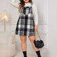 Plus Size Plaid Wide Strap Overall Dress