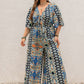 Plus Size Printed Half Sleeve Wide Leg Jumpsuit