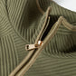 Jungle Green Plus Size Textured Contrast Trim Quarter Zip Bracelet Sleeve Mini Dress