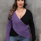 Plus Size Two-Tone Surplice Neck Sweater