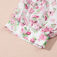 Pink Floral Split Neck Short Sleeve Loose Plus Size Mini Dress