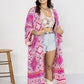 Plus Size Printed Open Front Longline Cardigan