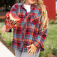 Red Plus Size Plaid Print Buttoned Shirt