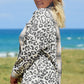 Black Plus Size Plaid Leopard Printed Patchwork Button Up Jacket