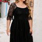 Black Eyelash Lace Square Neck Plus Size Dress