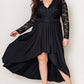 Black Plus Size High-Low Lace Contrast Evening Dress