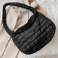 Black Quilted Zipper Large Shoulder Bag