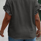 Dark Grey Ruffled Short Sleeve Plus Size Top