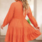Orange Plus Size Embroidered Tiered Ruffle Dress