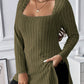 Plus Size Square Neck Long Sleeve Top