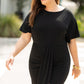 Black Side Split High Waist Short Sleeve Plus Size Maxi Dress