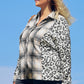 Black Plus Size Plaid Leopard Printed Patchwork Button Up Jacket
