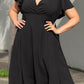 Black Plus Size Flutter Sleeve V Neck Midi Dress