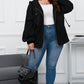 Black Plus Size Bishop Sleeve Zip Up Hooded Jacket