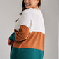 Plus Size Color Block Long Sleeve Sweater