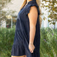 Navy Blue Collared V Neck Flutter Sleeve Tiered Plus Size Dress