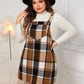 Plus Size Plaid Wide Strap Overall Dress