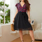 Plus Size Floral Surplice Neck Flutter Sleeve Dress