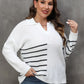 Plus Size Striped V-Neck Sweater