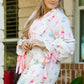 White Plus Size Wine Glass Print Bow Knot Pajama Set