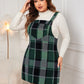 Plus Size Plaid Wide Strap Overall Dress