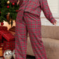 Red Plaid Printed Shirt and Pants Plus Size Lounge Set