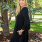 Black Plus Size Ruffled Trim 3/4 Sleeve Dress