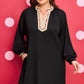 Black Contrast Color Block Leopard Trim Plus Size Ribbed Dress