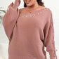 Plus Size One Shoulder Beaded Sweater