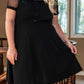 Black Plus Size Collared Mesh Yoke Fit Flare Dress